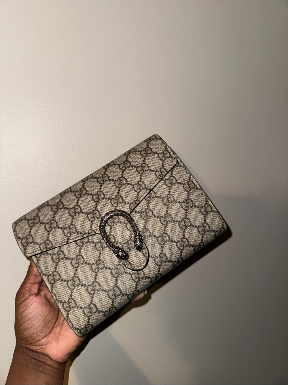 Gucci Beige GG Supreme Dionysus Chain Wallet
